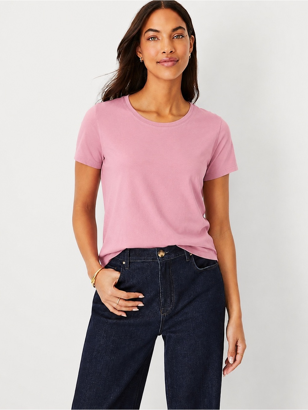 ANN TAYLOR | Pink Short Sleeve Crewneck Tee